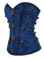 Blue Jacquard Vintage Gothic Overbust Steampunk Corset