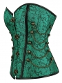 Green Jacquard Vintage Gothic Overbust Steampunk Corset