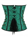 Green Jacquard Vintage Gothic Overbust Steampunk Corset