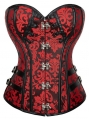 Red Gothic Floral Print Steampunk Overbust Corset