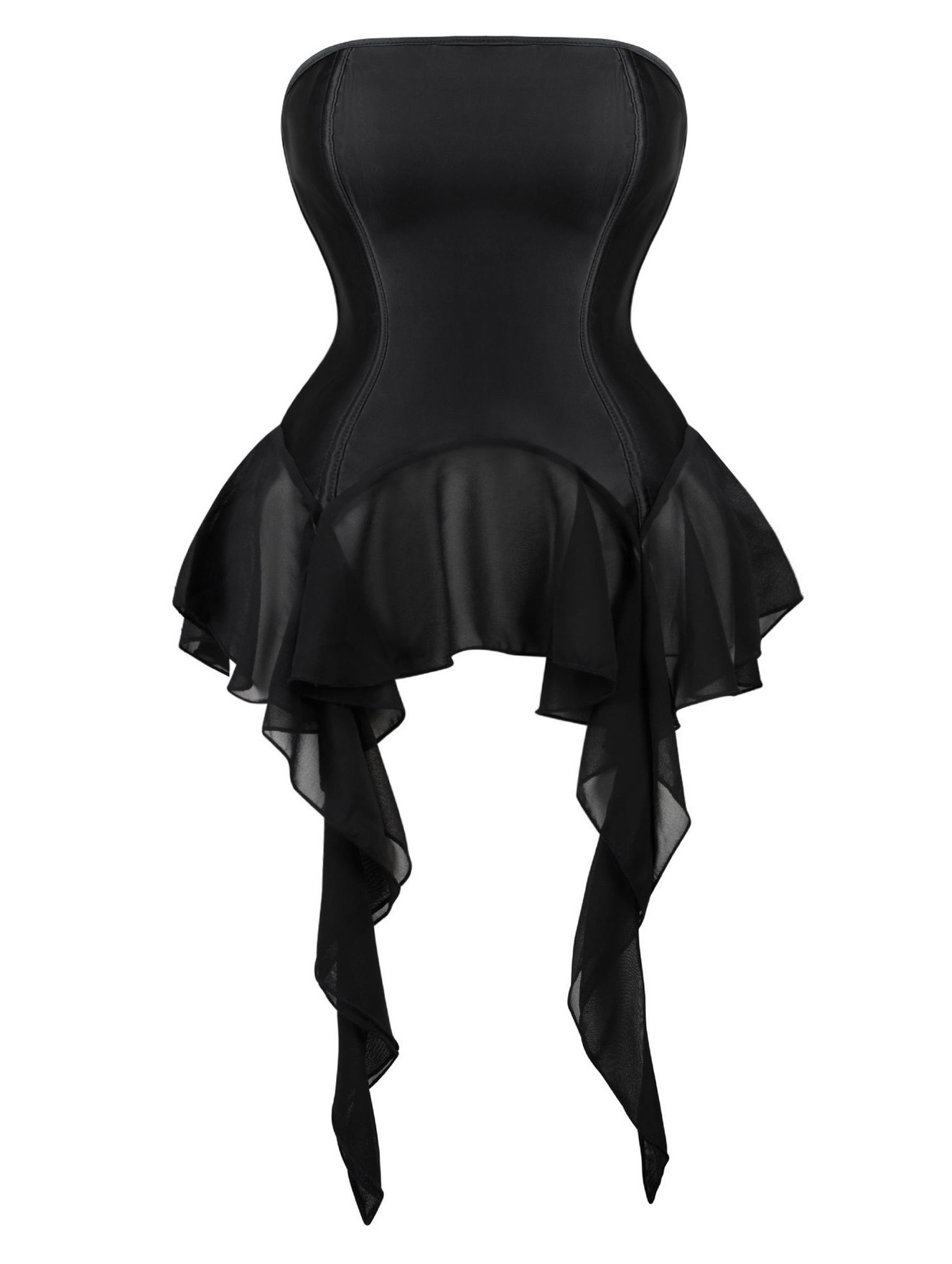 Black Gothic Waist Training Corset with Ruffle Skirt