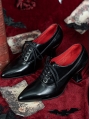 Black Gothic Victorian Heeled Lace-Up Leather Shoes