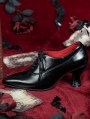 Black Gothic Victorian Heeled Lace-Up Leather Shoes