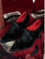 Black Gothic Victorian Heeled Lace-Up Velvet Shoes