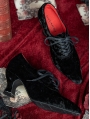 Black Gothic Victorian Heeled Lace-Up Velvet Shoes