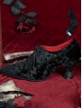 Black Gothic Victorian Heeled Lace-Up Velvet Shoes