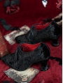 Black Gothic Victorian Heeled Lace-Up Velvet Shoes