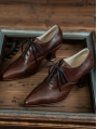 Brown Victorian Lace Up Vintage Oxford Leather Shoes