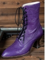 Purple Leather Gothic Victorian Lace-Up Ankle Boots
