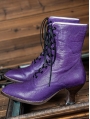 Purple Leather Gothic Victorian Lace-Up Ankle Boots
