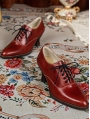 Red Vintage Lace-Up Victorian Leather Oxford Heels