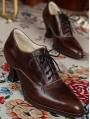 Brown Vintage Lace-Up Victorian Leather Oxford Heels