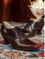 Brown Vintage Lace-Up Victorian Leather Oxford Heels