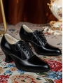Black Vintage Lace-Up Victorian Leather Oxford Heels