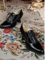 Black Vintage Lace-Up Victorian Leather Oxford Heels