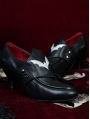 Black Victorian Gothic Bat Wing Flap Leather Shoes