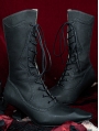 Black Leather Pointed Toe Kitten Heel Victorian Boots