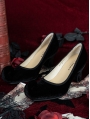 Black Velvet Curly Toe Heeled Witchy Victorian Shoes