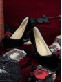 Black Velvet Curly Toe Heeled Witchy Victorian Shoes