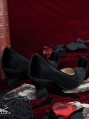 Black Velvet Curly Toe Heeled Witchy Victorian Shoes