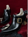 Black and Golden Buckle Pointed Toe Victorian Shoes