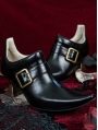 Black and Golden Buckle Pointed Toe Victorian Shoes