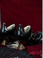 Black and Golden Buckle Pointed Toe Victorian Shoes