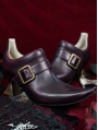 Purple and Golden Buckle Pointed Toe Victorian Shoes