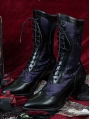 Black and Purple Lace Spliced Victorian Leather Boots