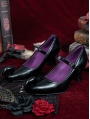 Black Retro Gothic Belted Curly Pointed Toe Shoes