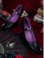 Black Retro Gothic Belted Curly Pointed Toe Shoes