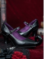 Black Retro Gothic Belted Curly Pointed Toe Shoes