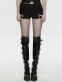 Black Gothic Punk Personality Cutout Shorts for Women