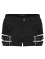 Black Gothic Punk Personality Cutout Shorts for Women