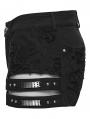 Black Gothic Punk Personality Cutout Shorts for Women