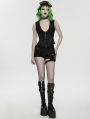 Black Gothic Punk Denim Tattered Shorts for Women