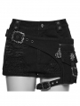 Black Gothic Punk Denim Tattered Shorts for Women