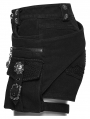 Black Gothic Punk Denim Tattered Shorts for Women