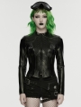 Black Gothic Cyberpunk Slim Fit PU Leather Jacket for Women