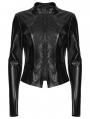 Black Gothic Cyberpunk Slim Fit PU Leather Jacket for Women