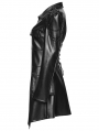 Black Gothic Punk Metal Chain Functional PU Leather Jacket for Women