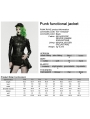 Black Gothic Punk Metal Chain Functional PU Leather Jacket for Women