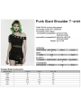 Black Gothic Punk Slant Shoulder Mesh T-Shirt for Women