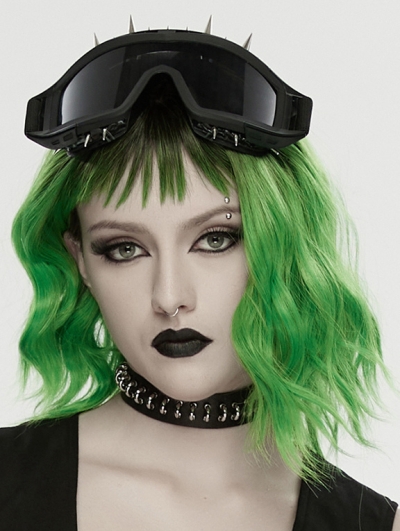 Black Gothic Punk Leather and Metal Personalized Choker