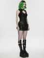 Black Gothic Punk Hollow Out Studded Vest Top for Women