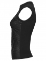 Black Gothic Punk Hollow Out Studded Vest Top for Women