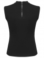 Black Gothic Punk Hollow Out Studded Vest Top for Women