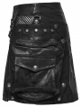 Black Gothic Apocalypse Punk Skirt with Detachable 3D Pocket