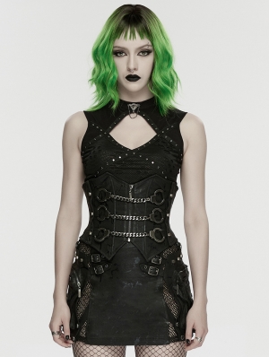 Black Gothic Punk Handcuffs Chain Corset Waistband