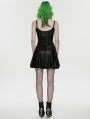Black Gothic Punk PU Leather Rivets Slip A-Line Dress